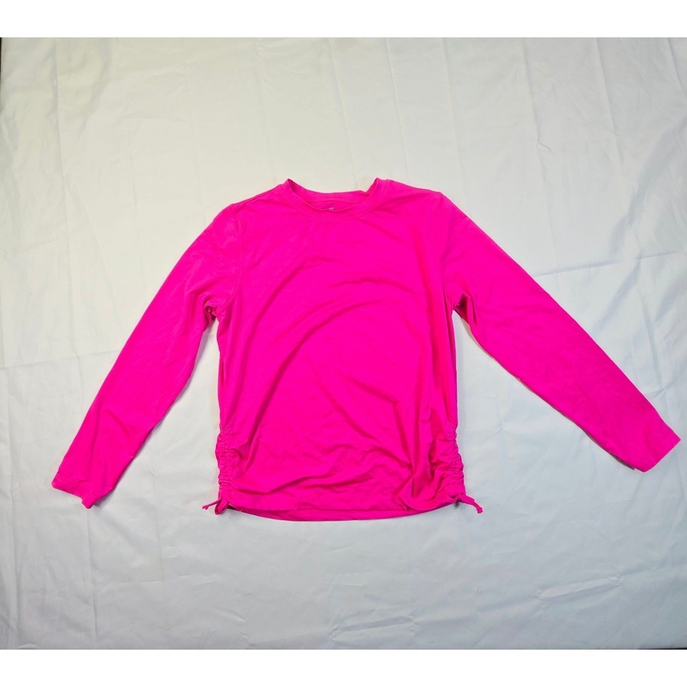 Wonder Nation Girls XL 14-16 Pink Long Sleeve Cinched Side Ruched Top H07